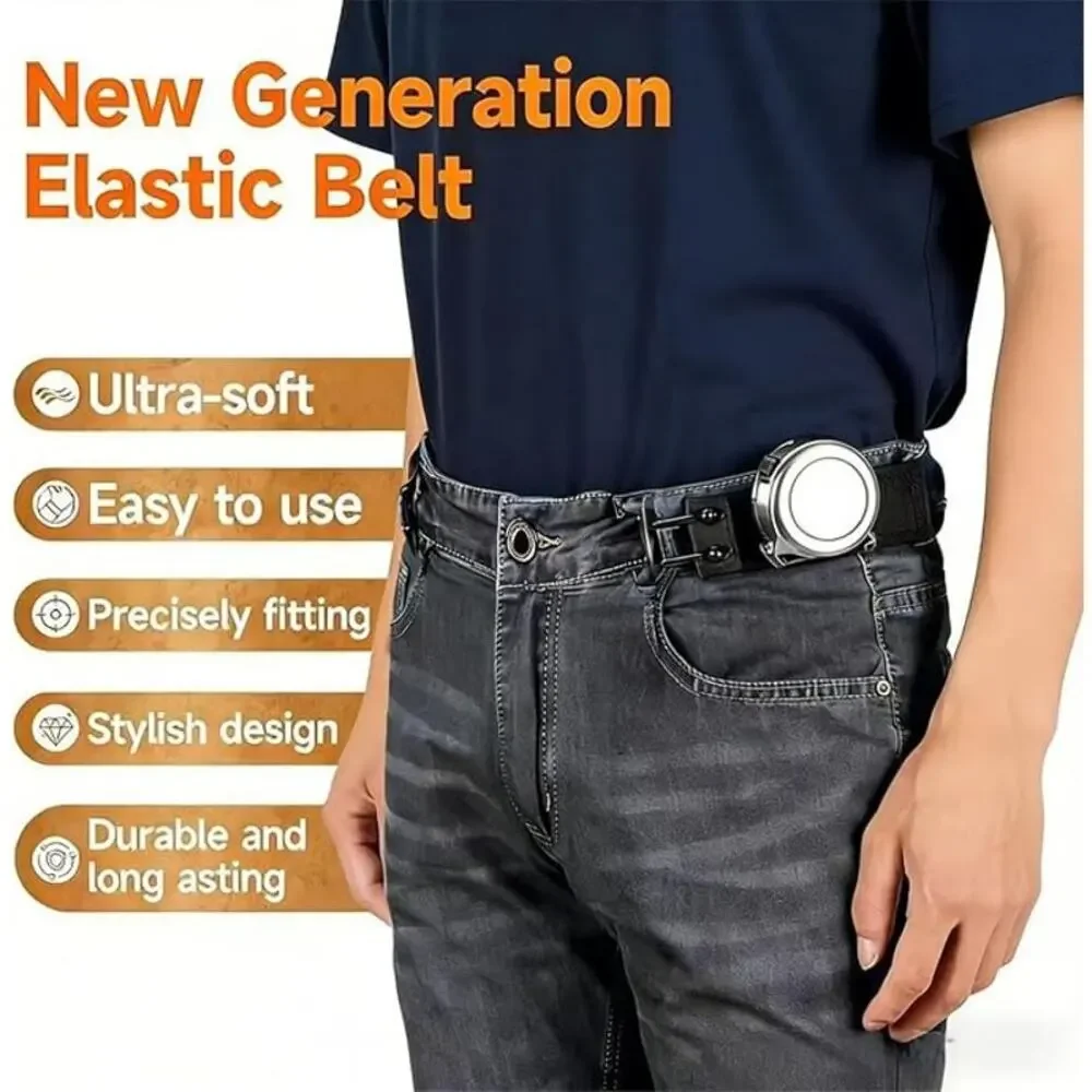 Buckle-free elastic belt for women and men 2 laps with a distance of 7